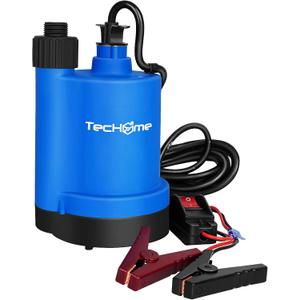 TecHome 12v Pump1500GPH Water Transfer Pump Sump Pump Submersible Water Pump, With 20 Feet Power Cord.