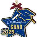 2 x 2025 Graduation Christmas Ornament - Wooden Graduate Ornament for College High School Senior Masters, Graduation Gifts for Her, Him, Family, Friends - Congrats Grad Party Decorations