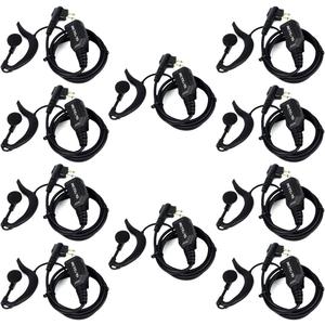 Retevis CP185 CP200D Earpiece, Compatible with Motorola CP100D/GP300/GP2000/BRP40/RMU2040/RMU2080D/RDU4100/RDU4160D/DTR700/HYTTC610 Radios, Volume Adjustable Walkie Talkie Earpiece with Mic(10 Pack)