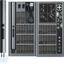 75 IN 1 Cordless Electric Screwdriver Set, Mini Precision Screwdriver Set, S2 Steel Bits, Dual Torque Settings, Type-C Rechargeable & LED Light, Power Screwdriver Repair Tool Kit for Camera Laptop (Dark Blue)