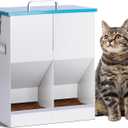 Automatic Cat Feeder for 2 Cat, 42cups/10L Automatic Pet Feeder for Dogs and Cats, Multiple Cats Feeder Outdoor Large Capacity Galvanized Steel Gravity Pet Dog Dry Food Dispenser (10L)