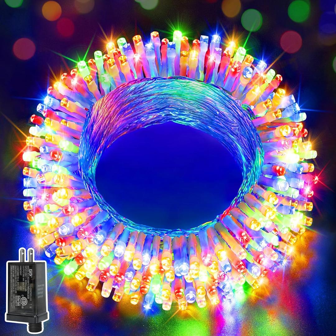Ollny Christmas Lights 200LED 60FT Indoor, Multicolor Connectable Plug in String Light Outdoor, 8 Modes Waterproof Timer LED Fairy Lights for House Outside Bedroom Patio Balcony