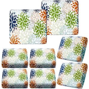 Hosuly 8 Pcs Summer Dahlia Sofa Cushion Cover for Patio Summer Floral Stretch Outdoor Sofa Seat Cushions Covers Tropical Flower Indoor Replacement Couch Slipcover Flexibility Chair Seat Cover
