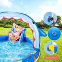 SULIFEEL Dinosaurs Inflatable Play Center Kiddie Pool with Slide and Sprinkler for Children, 96''x59''x39'' Baby Pool for Backyard and Garden