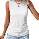 Womens Ruched Tank Tops Crewneck Sleeveless Shirts Slim Fitted Top Dressy Casual Summer Trendy Clothes 2025
(Small, White)