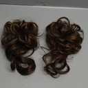 HOOJIH 2PCS Messy Bun Hair Piece, Tousled Updo with Tendrils and Wavy Curly Hair Wrap Ponytail Hairpieces for Women - HB010 Dasiy - Black Brown with highlights