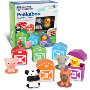 Learning Resources Peekaboo Learning Farm - 8 Pieces, Ages 18+ Months Toddler Learning Toys, Counting and Sorting Toys, Farm Animals Toys,Stocking Stuffers