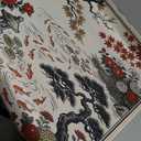 BNHJKFQZ Vintage Japanese Red Floral Mahjong Mat 31.5" x 31.5"