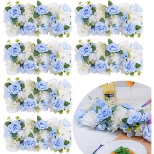 Flower Centerpieces for Tables - 6 Pack Wedding Arch Artificial Flowers Blue Arrangements Center Piece for Reception, Living Room, Kitchen, Dining Table Runner Decorations(20.5 * 9.4''/52 * 24cm)