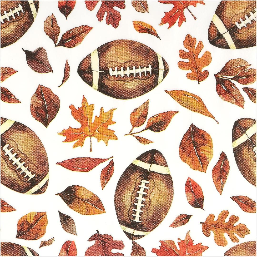 100 Pcs Fall Football Disposable Paper Luncheon Napkin 6.5 Inch