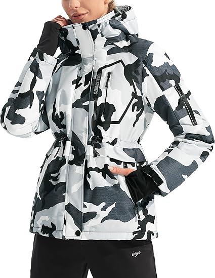 IUGA Waterproof Ski Jacket Women Warm Outdoor Winter Jackets Windproof Snowboard Winter Coats for Mountain Hiking, Size L