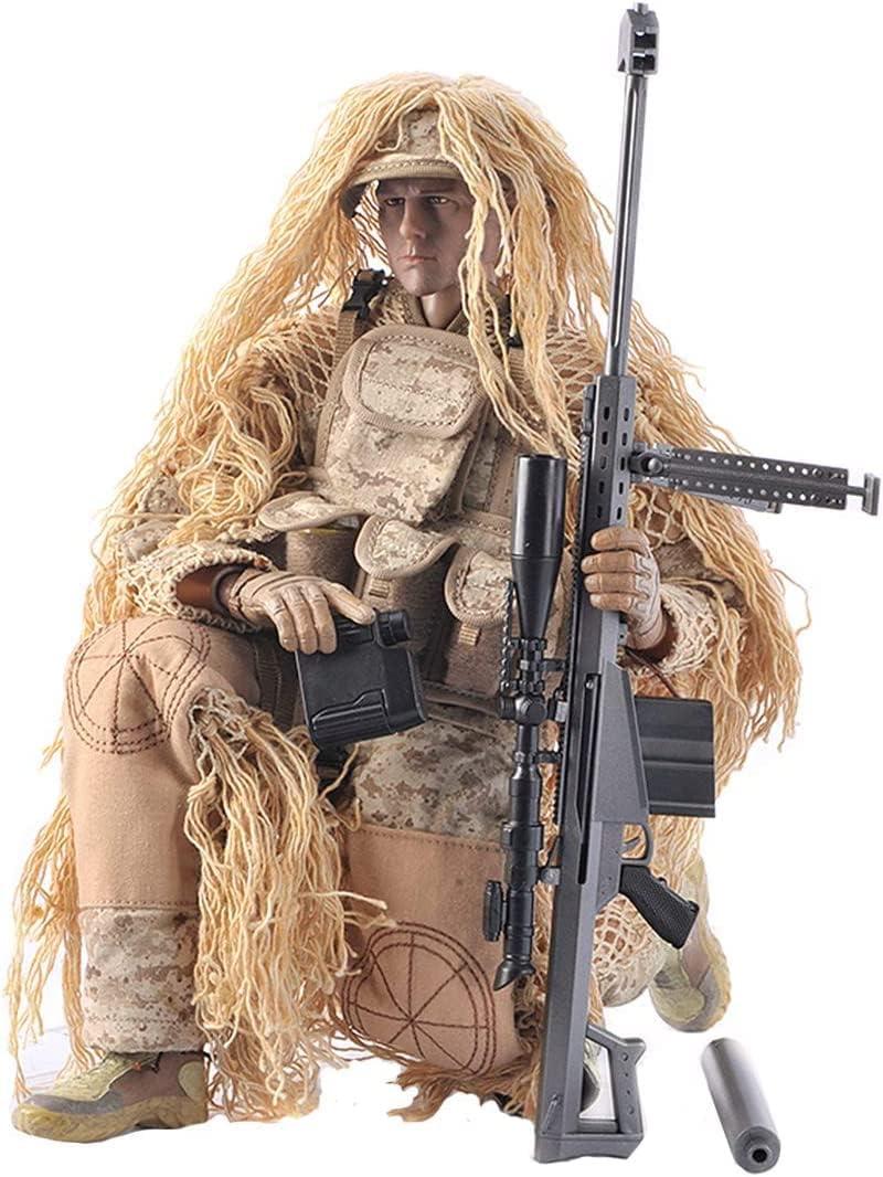 Soldier Action Figure Model, 12 Inch 1/6 Realistic Army Military Police Sniper Soldier Model Set with Accessories Collection Gifts for Adults (Camouflage Desert)