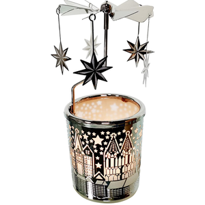 kingnero Gift Carousel Candle Tea Light Holder Rotary Candle Holder Spinning Candleholder Metal Windmill Candlestick for Home Decor (North Star)