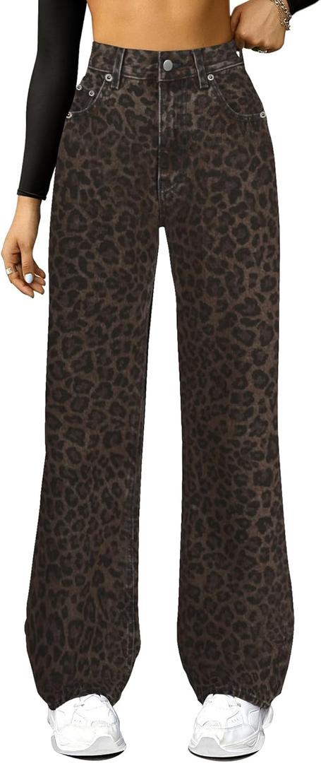 Straight Leg Jeans for Women,High Waisted Wide Leg Loose Microelastic Boyfriend Denim Pants, 8