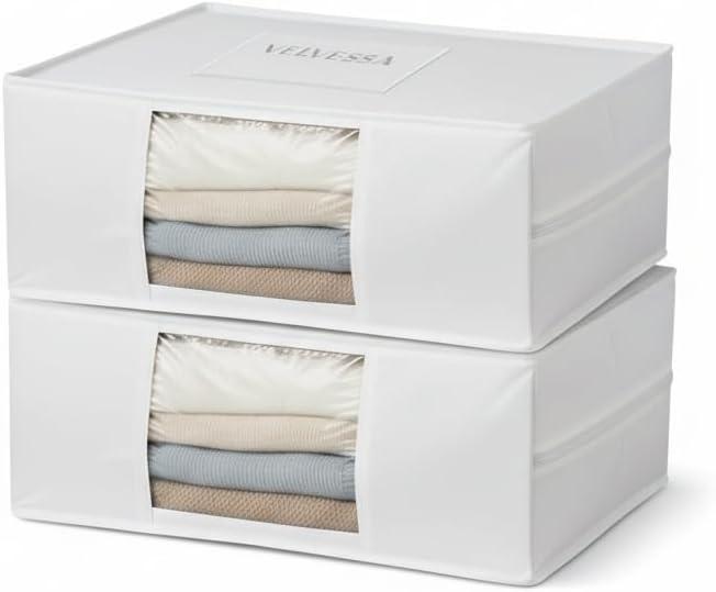 Cashmere Sweater Storage Bags | PACK OF 2 |Breathable & Washable Sweater Storage Bags | Suitable Clothes Organizer For Sweaters, Merino Wool, Scarves and more (SMALL)