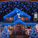 1620 LED Christmas Outdoor Lights with 360 Drops, 164ft Hanging Curtain Lights with 8 Modes Timer & Memory, Waterproof Christmas Fairy Lighs for House Roof Holiday Wedding ChristmasDecor (Blue)