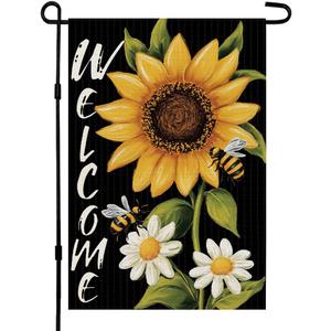 3 x CROWNED BEAUTY Garden Flag Sunflower Double Sided 12x18 Summer Decor for Outside Yard