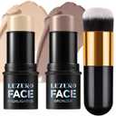 2Pcs Contour Stick with Brush Set, Highlighter and Bronzer Face Stick for Face Shaping, Long Lasting Waterproof Silky Cream Contouring Stick for Sculpt the Face, Non-Greasy Formula (#17#23, Brush) (0.42 Fl Oz (Pack of 1))
