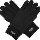 BRUCERIVER Men's Pure Wool Knitted Gloves with Warm Fleece Lining (Large-X-Large, Black)