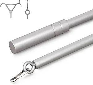 Aluminum Curtain Pull Rod Wand with stainless steel clamp hook and lobster hook, Universal Drapery Wands for Grommet Curtains and Acrylic Drapery Curtain Pull Wand-36 Inches Black