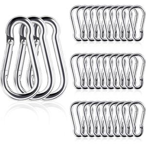 Small Carabiner Clip, 30pcs 1.57inch Mini Carabiners Clips, M4 Stainless Steel Spring Snap Hook Heavy Duty, Locking Carribenares for Climbing Hiking Camping Fishing