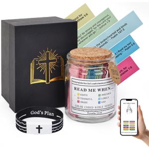 Read Me When Bible Verse Jar & Bracelets For Daily Encouragement, Inspirational Prayer & Reflection, Christian Gifts For Women and Men, Religious Graduation Gifts For Her, Gift For Mom
