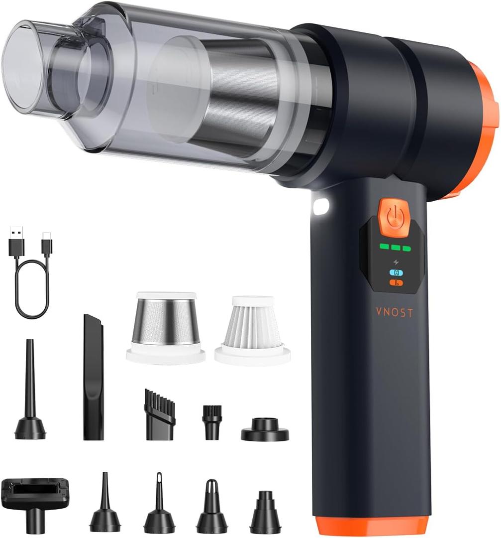 Car Vacuum Portable Cordless, Handheld Vacuum Cordless with 30000PA Suction, 130000RPM, 6800mAh Battery, 10 Nozzles, Rubber Paint Material for Car, Home, Pet CleaningBlack