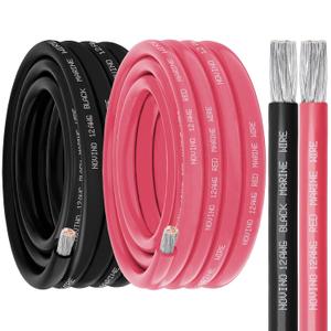 12 Gauge Marine Wire 12 AWG Marine Grade Wire Include 12 Gauge 30FT Red & 30FT Black,12 AWG Tinned Copper Electrical Cable for Boat Speaker Battery Lighting Solar Panel Automotive Camper Trailer