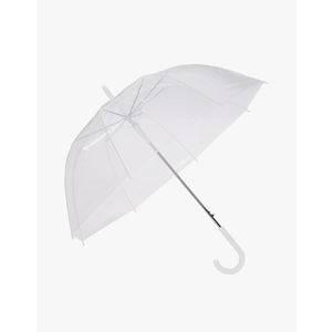 Amazon Basics Clear Umbrella for Rain, Round Bubble Umbrella for Wedding, With Wide Coverage (35" Canopy Diameter), Auto Open, Strong Fiberglass Frame, Steel Shaft, Spoke Protectors for Safety
