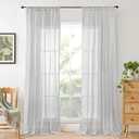 BGment Curtains 84 Inch Length 2 Panels Set for Living Room, Light Grey Linen Window Drapes Semi Sheer Lightweight Rustic Textured for Farmhouse Bedroom Light Filtering Rod Pocket, Each 42 Inch Wide