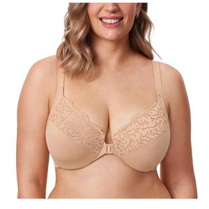 DELIMIRA Women's Front Closure Plus Size Full Coverage Lace Underwire Racerback size 46 B