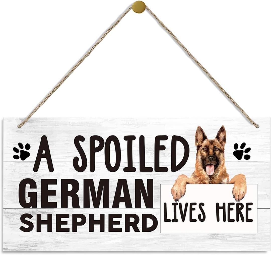 Pet Decor Signs, Decorative Wood Hanging Wood Plaque, German Shepherd Wood Sign, Rustic Door Hanger, Wall Decor Art, Farmhouse Home Decor, Dog Lover Gift, A Spoiled German Shepherd Lives Here (style 1)