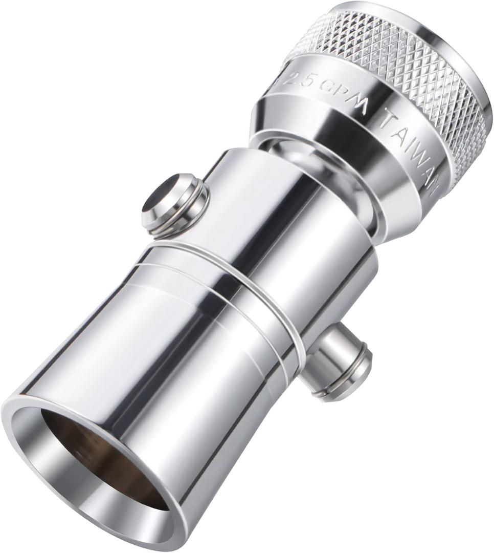 Enhon 1 Set 2 Setting Pivoting Single Spray Shower Head with Shut Off Valve Replacement for 52652-PK Compatible with Delta Shower 2.5 GPM Brass Water Saving Shower Head Chrome 1" Diameter Spray Face