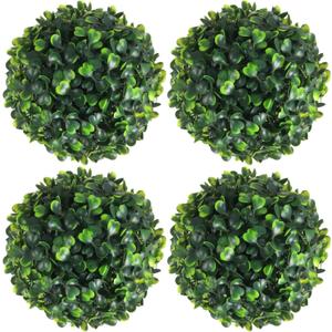 Hotop 4 Pcs Artificial Plant Topiary Ball 4 Layers Garden Spheres Boxwood Balls Artificial Topiaries Spheres Decorative Plants for Backyard, Balcony, Garden, Wedding, Indoor Outdoor Decor (5 Inches)
