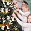 36 Pcs Christmas Mouse Ornaments Wooden Christmas Mice Tree Ornaments Woodland Cute Tree Wreath Decor Xmas Hanging Wood Cutouts Decor for Farmhouse Home Xmas Winter Holiday Party Favors