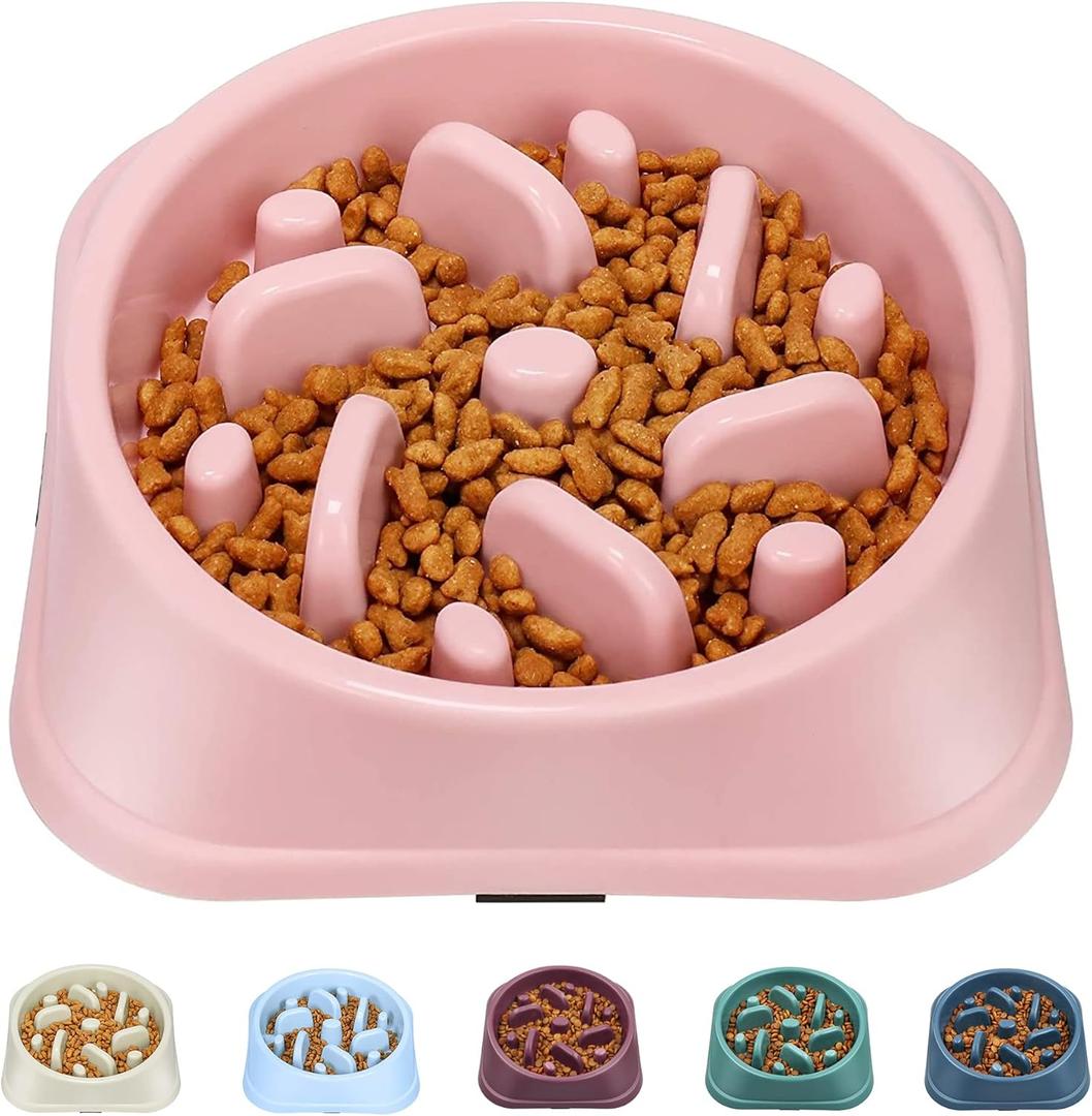 UPSKY Slow Feeder Small Dog Bowl - Anti-Slip Puzzle Bowl Feeder, Interactive Bloat Stop, Anti-Choking (pink)