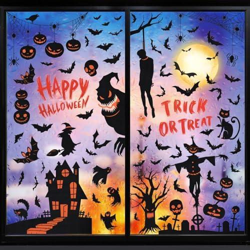 Halloween Window Decorations - 9 Sheets Black Bats Window Clings, Double-Sided Removable Halloween Decorations for Home, Office & Party Pack of 10