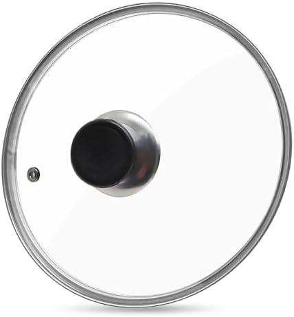 10.25 Inch Glass Lid for Frying Pan Tempered Glass Pot Lid with Stainless Steel Rim for 10.25 Inch Frying Pan Wok Pot Skillet (10.25 Inch)