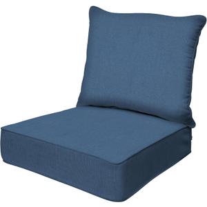Honeycomb Outdoor Heritage Deep Seat, 24 x 23, Textured Solid Pacific Blue Chair Cushion with Removable Cover, for Patio Furniture