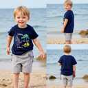 Little Bitty Toddler Boy Clothes Boys Summer Outfits Cotton Short Sleeve T-Shirt & Shorts Set 2-7Yrs (Navy & Grey)