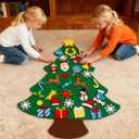 3ft Felt Christmas Tree 32 Ornaments, with Countdown Snowman and LED Lights, DIY Xmas Decorations Wall Hanging, Christmas Crafts Kits, Kids Gifts Party Supplies Door Window Decor