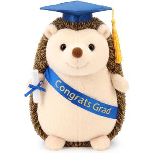 Hollowfly 2026 Graduation Gifts Plush Hedgehog 11.8 in Stuffed Animal with Cap Diploma Congrats Grad Sash Cute Hedgehog Graduation Plushies Plush Toy Doll for Class of 2026 Students Boys Girls(Blue)