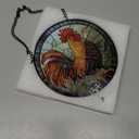 Stained Glass Window Hanging - Rooster Suncatcher for Doors Garden Patio Retro Colored Chicken Sun Catchers Decor Christmas Mother's Day Birthday Gifts for Women Men Mom Nana Friend 6.3 in