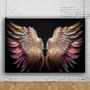 7x5ft Pink Angel Wings Backdrop Banner Heaven Sent Baby Shower Black Photography Background Angel Wings Boy Girl Adult Artistic Portrait Photo Shoot Studio Props Vinyl