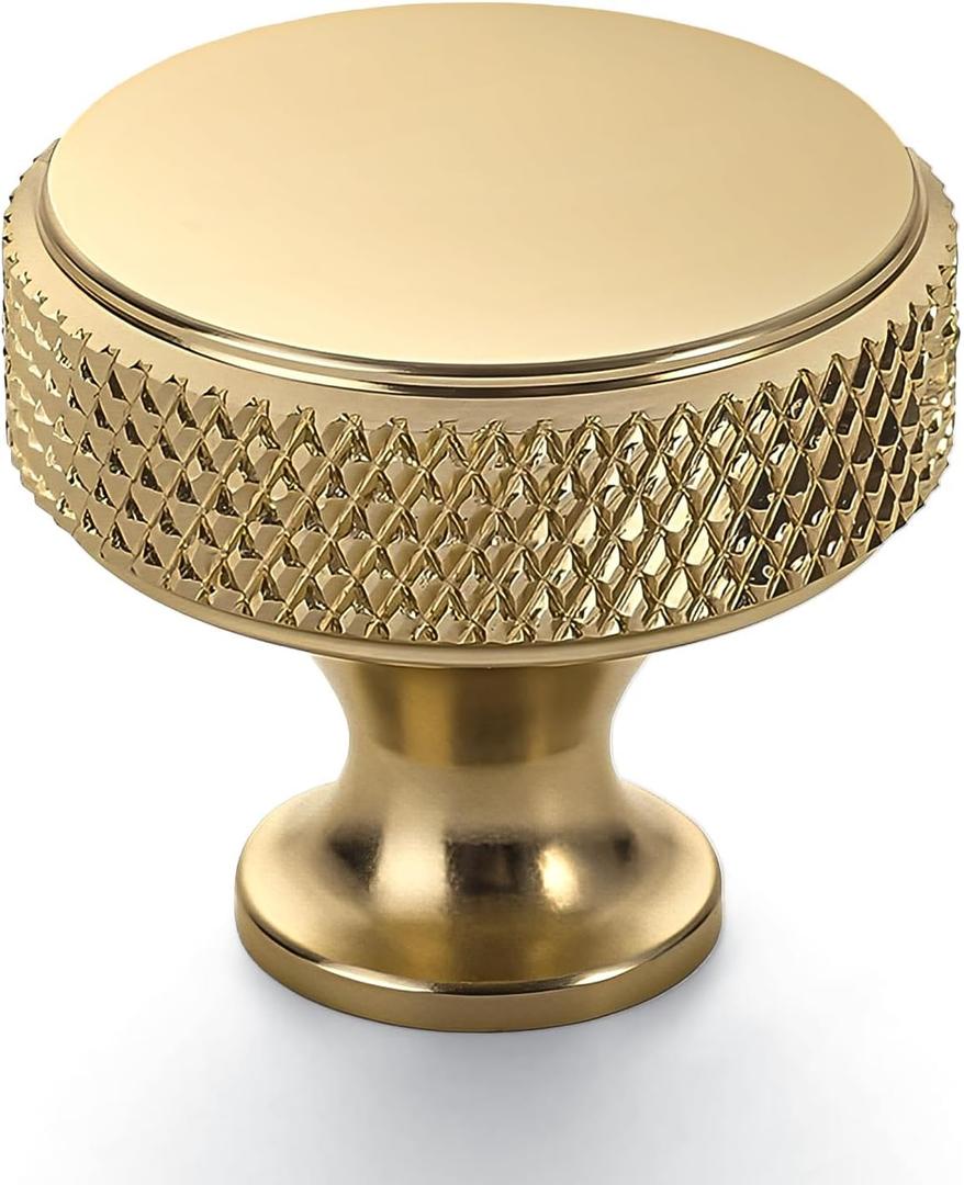 10 Pack Champagne Bronze Knurled Cabinet Knobs for Dresser Drawer Pulls Brass Cupboard Hardware for Cabinets CK0029