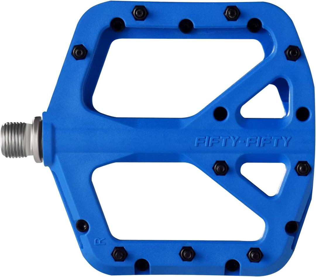 FIFTY-FIFTY Mountain Bike Pedals, Non-Slip MTB Nylon Composite, 9/16" Bicycle Pedals, Lightweight and Wide Flat Platform