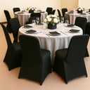 Craft And Party 10 Pack Black Spandex Folding Chair Covers, Stretch Polyester Slipcovers for Wedding, Party & Dining Chairs  Flat Front Design, Universal Fit