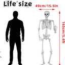 Wocst 5.4Ft/165cm Halloween Skeleton Full Body Life Size Human Bones with Movable Joints for Indoor Outdoor Halloween Props Decorations