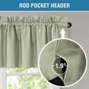 H.VERSAILTEX 100% Blackout Curtain Valances for Kitchen Windows/Bathroom/Living Room/Bedroom Thermal Insulated Rod Pocket Valances for Windows, 2 Pack, 52" x 18", Light Sage