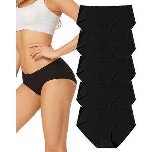 voenxe Women Seamless Hipster Underwear,Breathable Ladies Panties Bikini,No Show Briefs,Comfortable Undies for Women 5-Pack (Large)